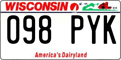 WI license plate 098PYK