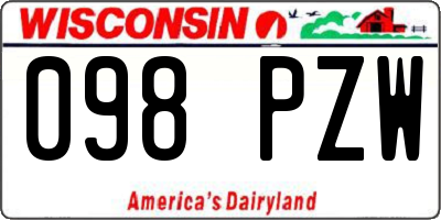 WI license plate 098PZW