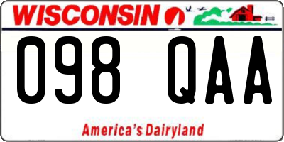 WI license plate 098QAA