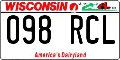 WI license plate 098RCL