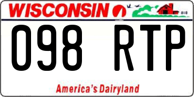 WI license plate 098RTP