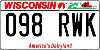 WI license plate 098RWK