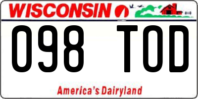 WI license plate 098TOD