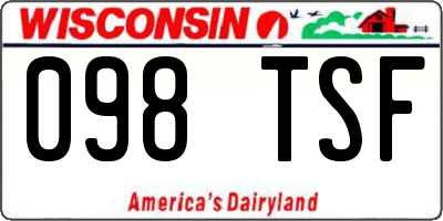 WI license plate 098TSF