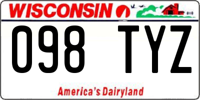 WI license plate 098TYZ