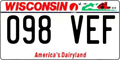 WI license plate 098VEF