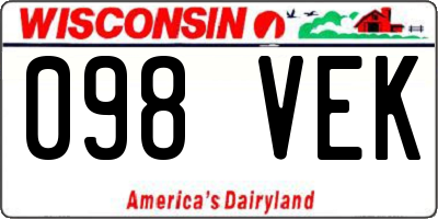 WI license plate 098VEK