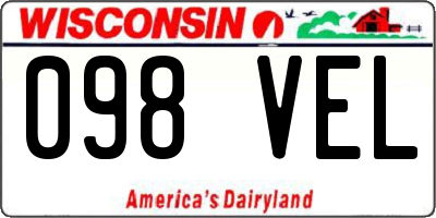 WI license plate 098VEL