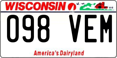 WI license plate 098VEM