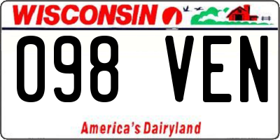 WI license plate 098VEN