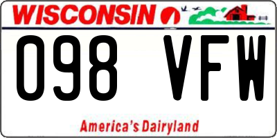WI license plate 098VFW