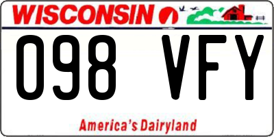 WI license plate 098VFY
