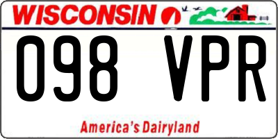 WI license plate 098VPR
