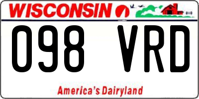 WI license plate 098VRD