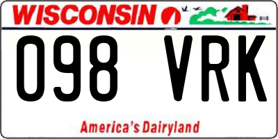 WI license plate 098VRK