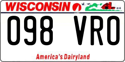 WI license plate 098VRO