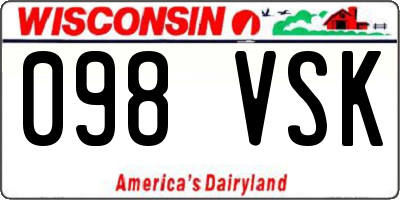 WI license plate 098VSK