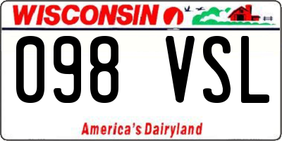 WI license plate 098VSL