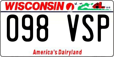 WI license plate 098VSP