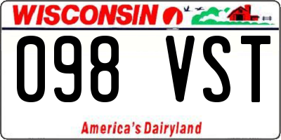 WI license plate 098VST