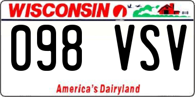 WI license plate 098VSV