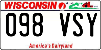 WI license plate 098VSY