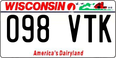 WI license plate 098VTK