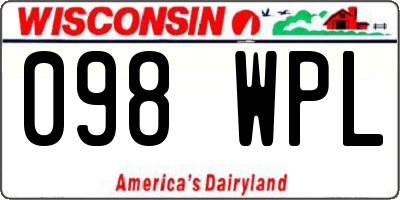 WI license plate 098WPL