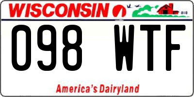 WI license plate 098WTF