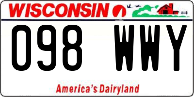 WI license plate 098WWY