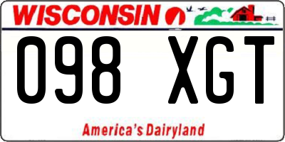 WI license plate 098XGT