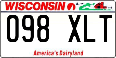 WI license plate 098XLT