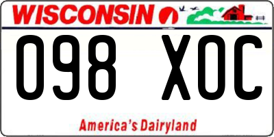 WI license plate 098XOC