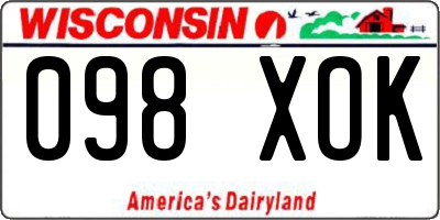 WI license plate 098XOK