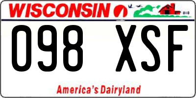 WI license plate 098XSF