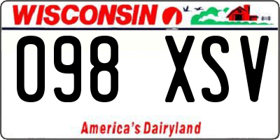 WI license plate 098XSV