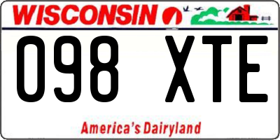 WI license plate 098XTE