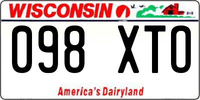 WI license plate 098XTO