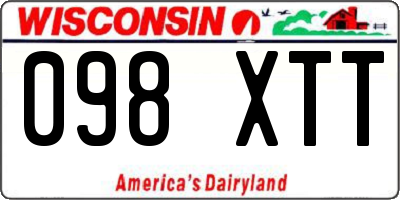 WI license plate 098XTT