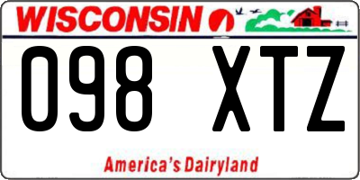 WI license plate 098XTZ