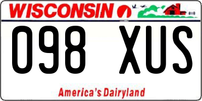 WI license plate 098XUS