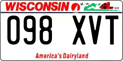 WI license plate 098XVT