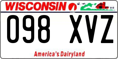 WI license plate 098XVZ