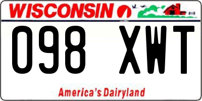 WI license plate 098XWT