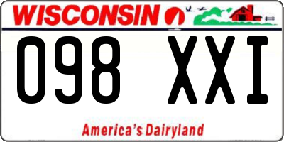 WI license plate 098XXI