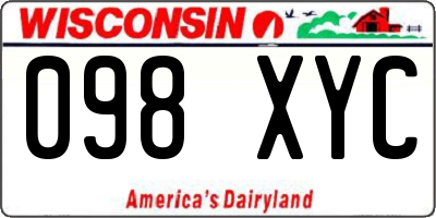 WI license plate 098XYC