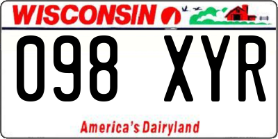 WI license plate 098XYR