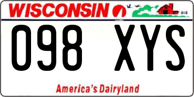 WI license plate 098XYS