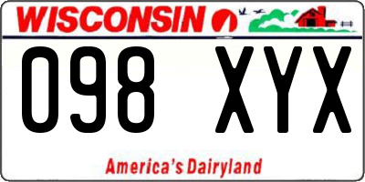 WI license plate 098XYX