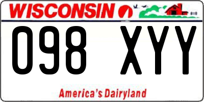 WI license plate 098XYY
